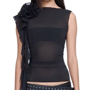 Like New Fanci Club Sleeveless Mesh Top in Black